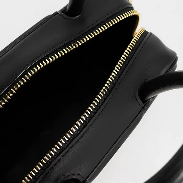 Túi Đeo Chéo Nữ Charles & Keith Perline Elongated Top Handle Bag Black CK2-30782297 Màu Đen