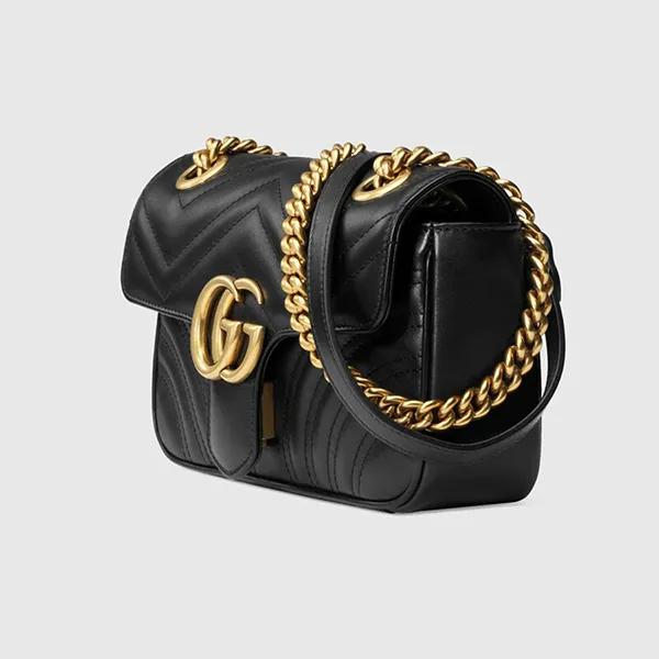 Túi Đeo Chéo Nữ Gucci Black Mini GG Marmont Bag Black Màu Đen - Túi xách - Vua Hàng Hiệu