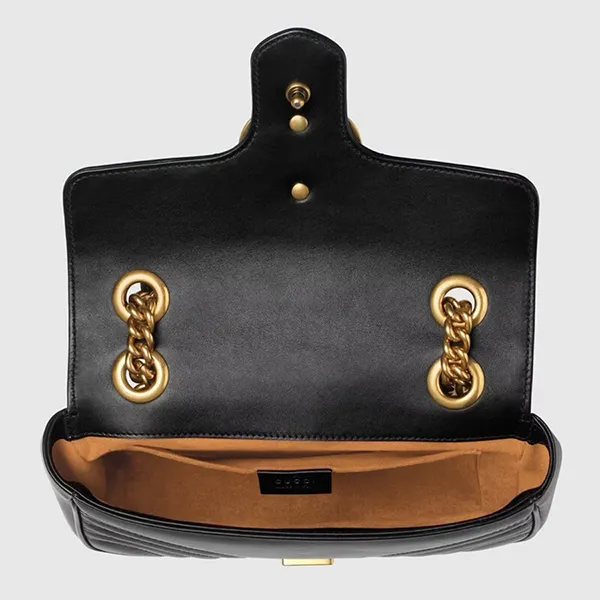 Túi Đeo Chéo Nữ Gucci Black Mini GG Marmont Bag Black Màu Đen - Túi xách - Vua Hàng Hiệu