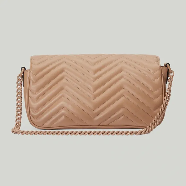 Túi Đeo Chéo Nữ Gucci GG Marmont Matelasse Shoulder Bag Rose Pink Màu Hồng Sữa