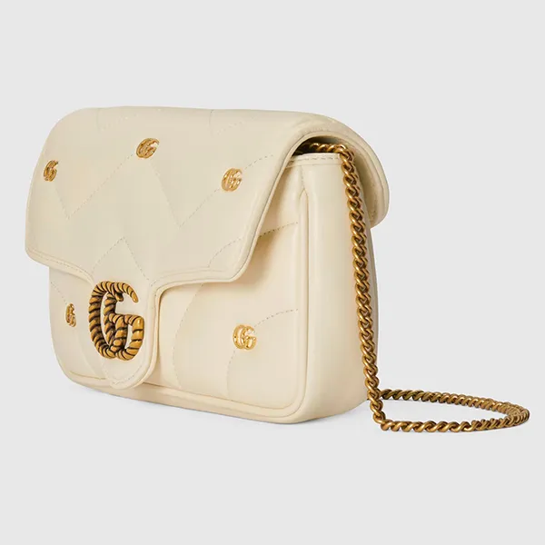 Túi Đeo Chéo Nữ Gucci GG Marmont Mini Shoulder Bag Màu Trắng Kem (Kèm Ví Đựng Thẻ) - Túi xách - Vua Hàng Hiệu
