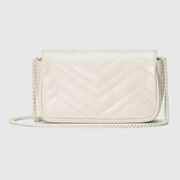 Túi Đeo Chéo Nữ Gucci GG Marmont Super Mini Bag White 476433-AABZK-9022 Màu Trắng - Túi xách - Vua Hàng Hiệu