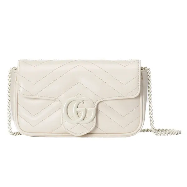 Túi Đeo Chéo Nữ Gucci GG Marmont Super Mini Bag White 476433-AABZK-9022 Màu Trắng - Túi xách - Vua Hàng Hiệu