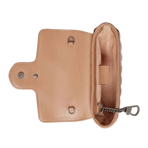 Túi Đeo Chéo Nữ Gucci GG Marmont Super Mini Matelasse Leather 476433DTD5N Màu Be Đậm - Túi xách - Vua Hàng Hiệu