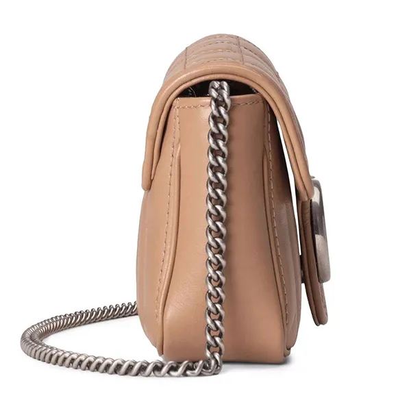 Túi Đeo Chéo Nữ Gucci GG Marmont Super Mini Matelasse Leather 476433DTD5N Màu Be Đậm - Túi xách - Vua Hàng Hiệu