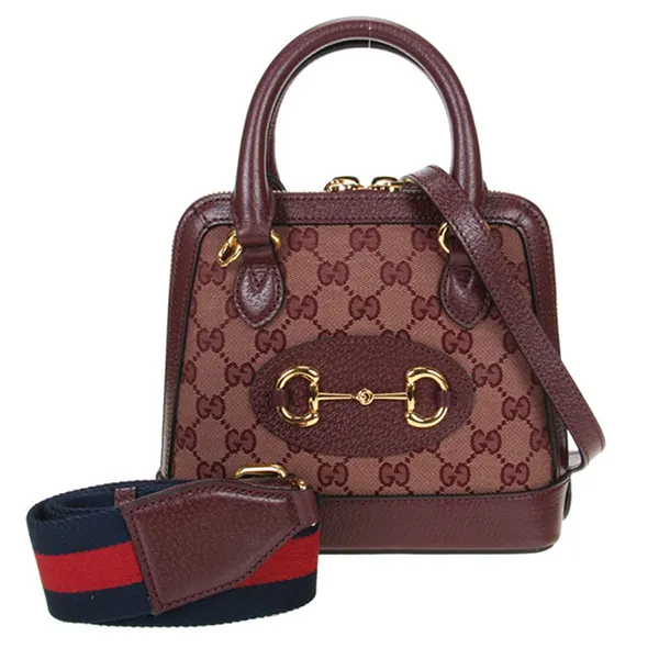 Túi Đeo Chéo Nữ Gucci Horsebit 1955 GG Supreme Hand Bag Leather Burgundy Màu Đỏ - Túi xách - Vua Hàng Hiệu