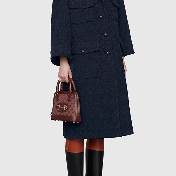 Túi Đeo Chéo Nữ Gucci Horsebit 1955 GG Supreme Hand Bag Leather Burgundy Màu Đỏ - Túi xách - Vua Hàng Hiệu