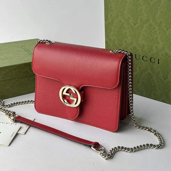Túi Đeo Chéo Nữ Gucci Interlocking Chain 510304CA0066420 Crossbody Bag Màu Đỏ - Túi xách - Vua Hàng Hiệu