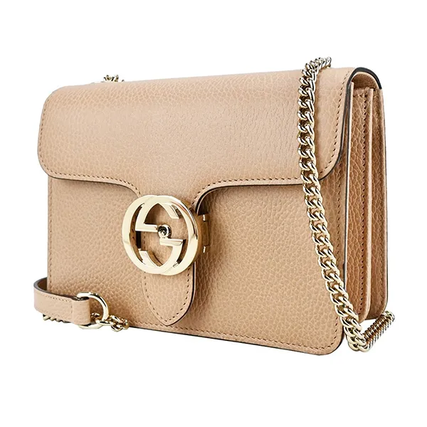 Túi Đeo Chéo Nữ Gucci Interlocking Leather Chain Crossbody Bag Màu Camel - Túi xách - Vua Hàng Hiệu