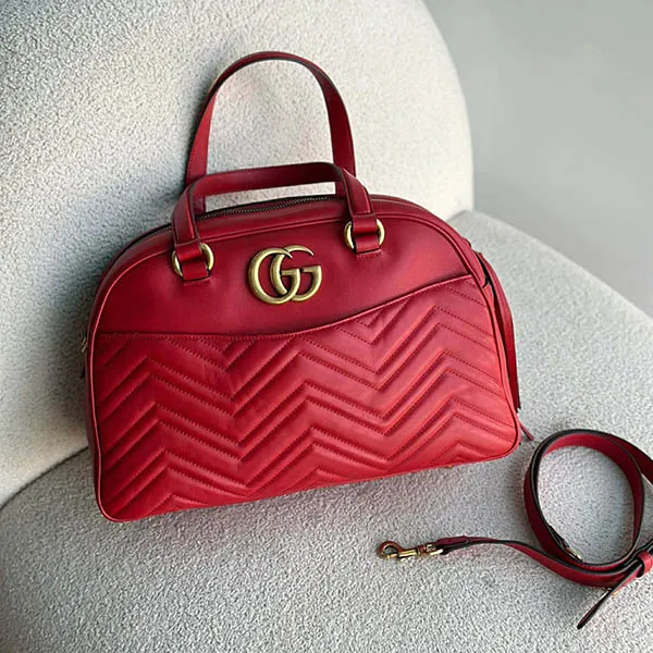 Túi Đeo Chéo Nữ Gucci Marmont Bauletto Màu Đỏ