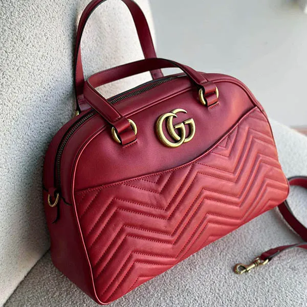 Túi Đeo Chéo Nữ Gucci Marmont Bauletto Màu Đỏ