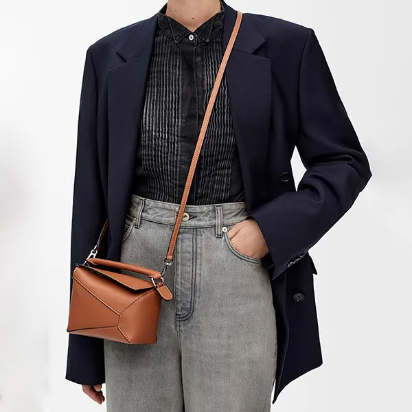 Túi Đeo Chéo Nữ Loewe Mini Puzzle Bag In Classic Calfskin Tan Màu Nâu - Túi xách - Vua Hàng Hiệu