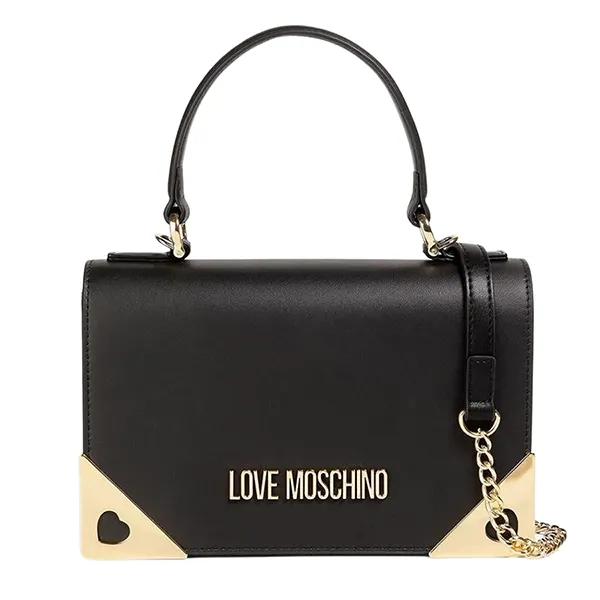 Túi Đeo Chéo Nữ Love Moschino Logo Lettering Chain Link Shoulder Bag Màu Đen - Túi xách - Vua Hàng Hiệu