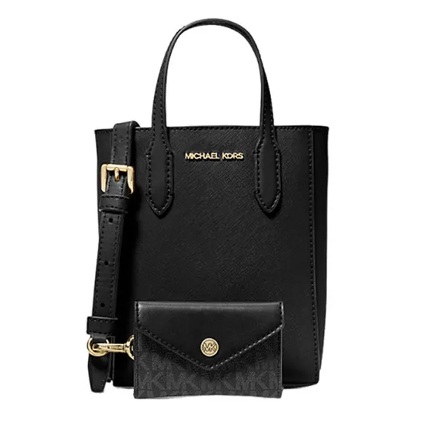Túi Đeo Chéo Nữ Michael Kors MK Vincent Extra-Small Saffiano Leather With Logo And Card Case 35F4G2VC0T Màu Đen
