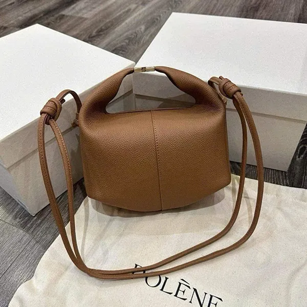 Túi Xách Tay Nữ Polène Béri Crossbody Bag Edition Textured Camel Màu Nâu Bò