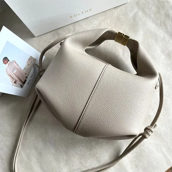 Túi Xách Tay Nữ Polène Béri Crossbody Bag Edition Textured Taupe Màu Xám