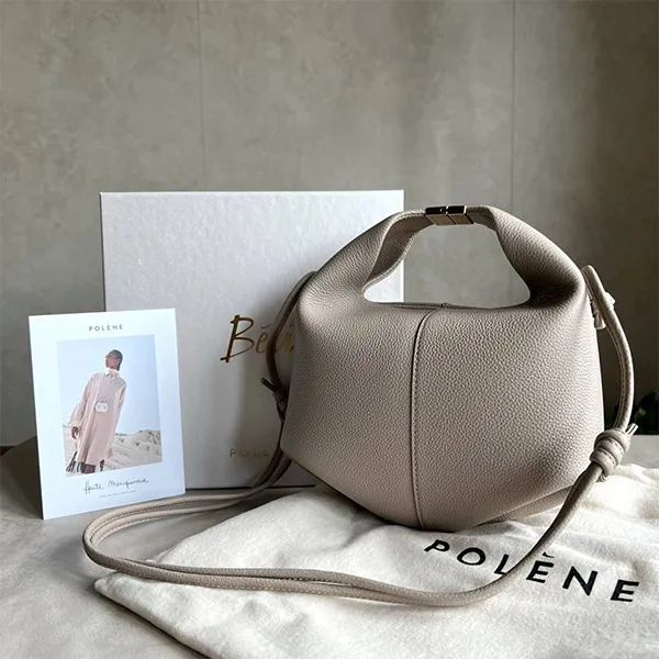 Túi Xách Tay Nữ Polène Béri Crossbody Bag Edition Textured Taupe Màu Xám