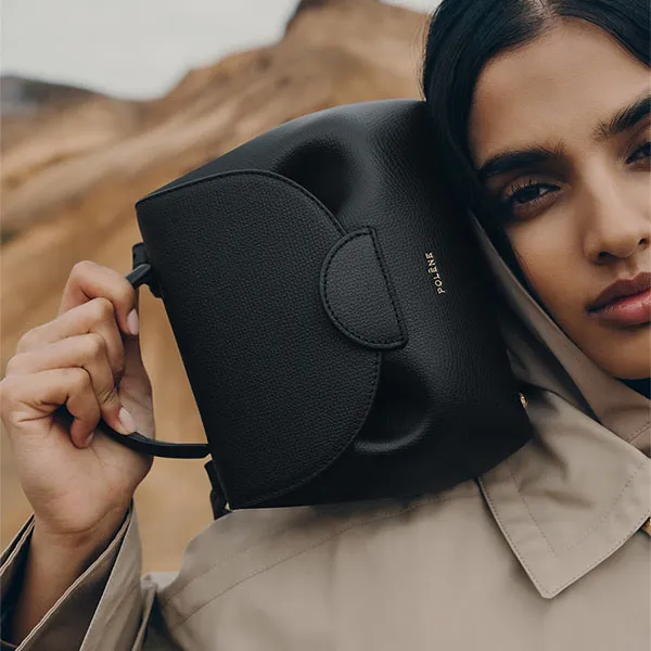 Túi Đeo Chéo Nữ Polène Numéro Un Nano Edition Textured Black Crossbody Bag Màu Đen - Túi xách - Vua Hàng Hiệu
