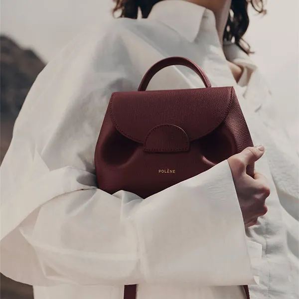 Túi Đeo Chéo Nữ Polène Numéro Un Nano Edition Textured Burgundy Crossbody Bag Màu Đỏ - Túi xách - Vua Hàng Hiệu