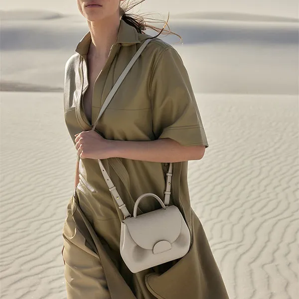Túi Đeo Chéo Nữ Polène Numéro Un Nano Edition Textured Chalk Crossbody Bag Màu Xám - Túi xách - Vua Hàng Hiệu