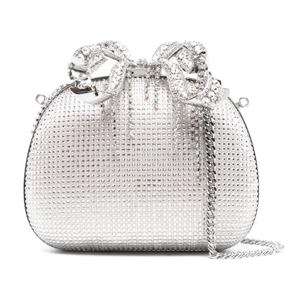 Túi Đeo Chéo Nữ Self-Portrait Champagne Rhinestone Clutch Bag RS24302CH Màu Bạc