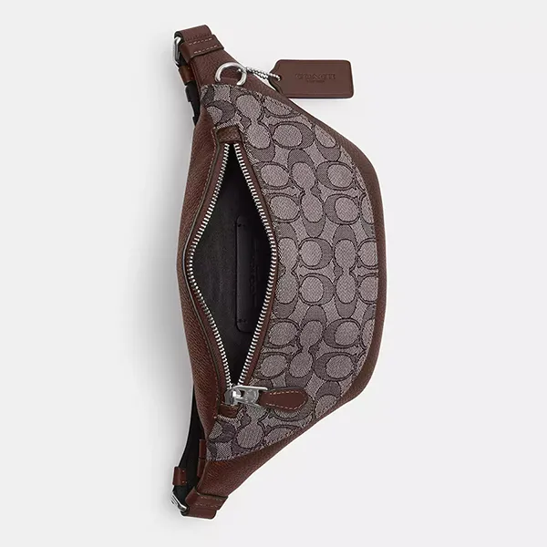 Túi Đeo Hông Nam Coach Warren Mini Belt Bag In Signature Jacquard CT871 Màu Nâu