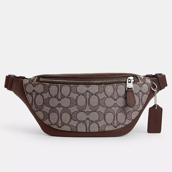 Túi Đeo Hông Nam Coach Warren Mini Belt Bag In Signature Jacquard CT871 Màu Nâu