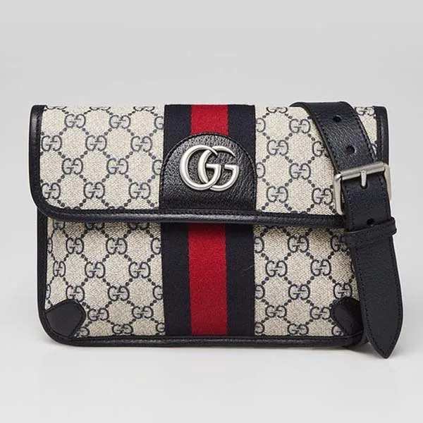 Túi Đeo Hông Nam Gucci Ophidia Supreme Flap Belt Bag Màu Xanh Xám