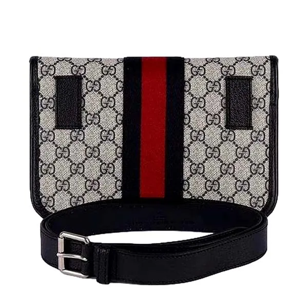 Túi Đeo Hông Nam Gucci Ophidia Supreme Flap Belt Bag Màu Xanh Xám