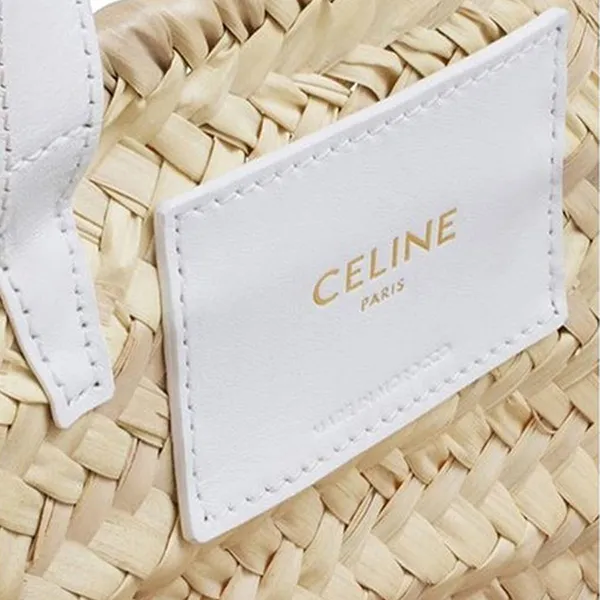 Túi Đeo Vai Celine Medium White Triomphe Classic Panier In Palm Leaves And Calfskin Màu Be - Túi xách - Vua Hàng Hiệu