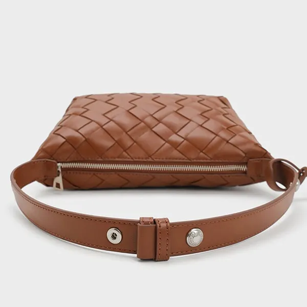 Túi Đeo Vai Nữ Charles & Keith Ivette Woven Shoulder Bag - Chocolate CK2-20151510 Màu Chocolate