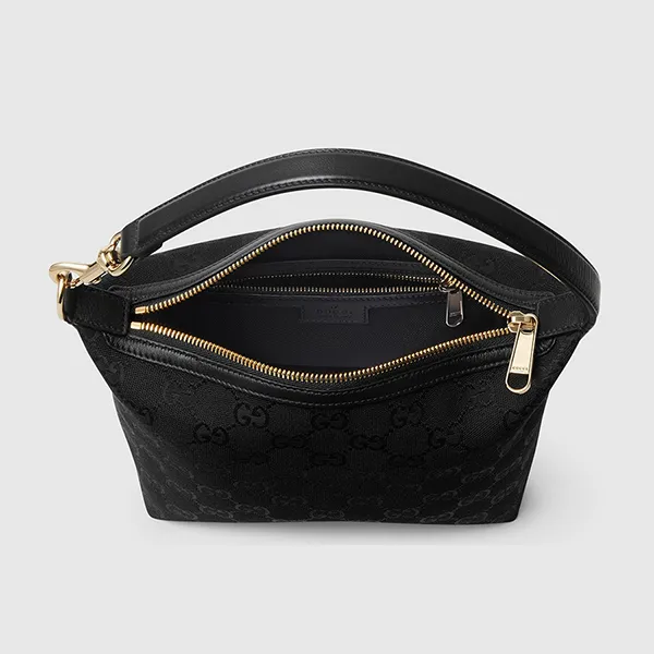Túi Đeo Vai Nữ Gucci Jacquard Fabric Shoulder Bag In Black Màu Đen
