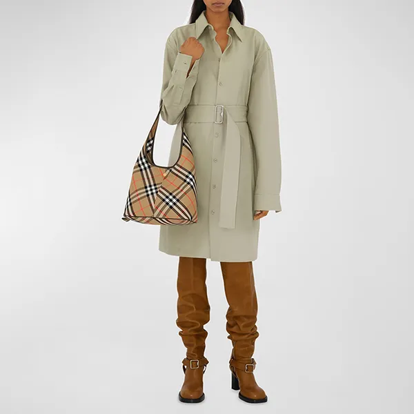 Túi Đeo Vai Nữ Burberry Small Check Twill Shoulder Bag 80946781 Màu Beige - Túi xách - Vua Hàng Hiệu