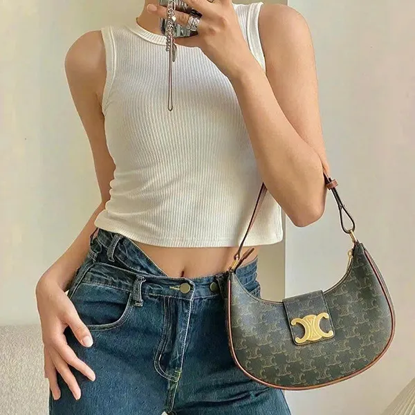 Túi Đeo Vai Nữ Celine Medium Ava Triomphe Tan Màu Nâu