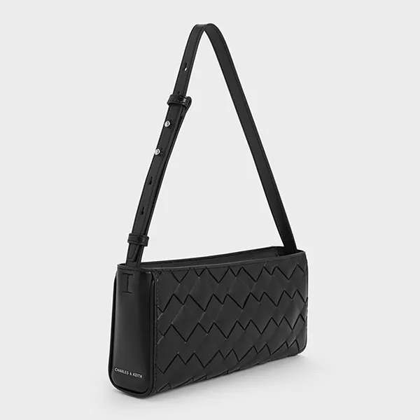 Túi Đeo Vai Nữ Charles & Keith CNK Ivette Woven Elongated Shoulder Bag - Noir CK2-20271571 Màu Đen - Túi xách - Vua Hàng Hiệu