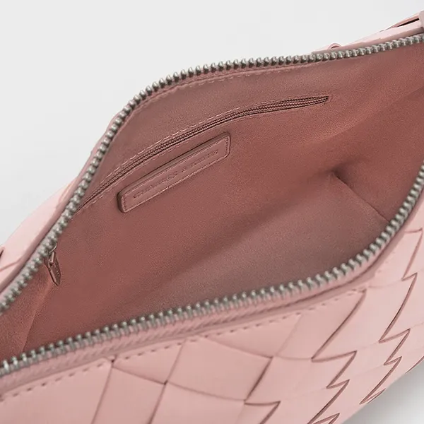 Túi Đeo Vai Nữ Charles & Keith CNK Ivette Woven Shoulder Bag Light Pink CK2-20151510 Màu Hồng - Túi xách - Vua Hàng Hiệu