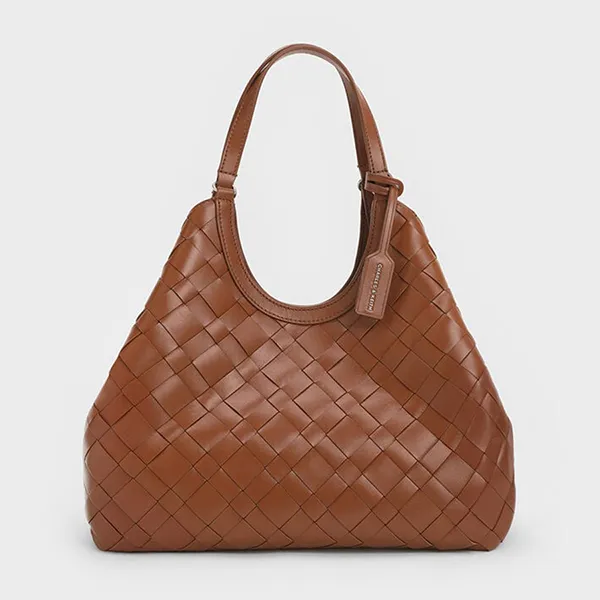 Túi Đeo Vai Nữ Charles & Keith CNK Ivette Woven Tote Bag Chocolate CK2-30701583 Màu Nâu