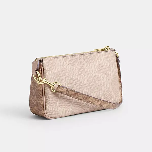 Túi Đeo Vai Nữ Coach Nolita 19 In Blocked Signature Canvas CZ979 Màu Hồng Be