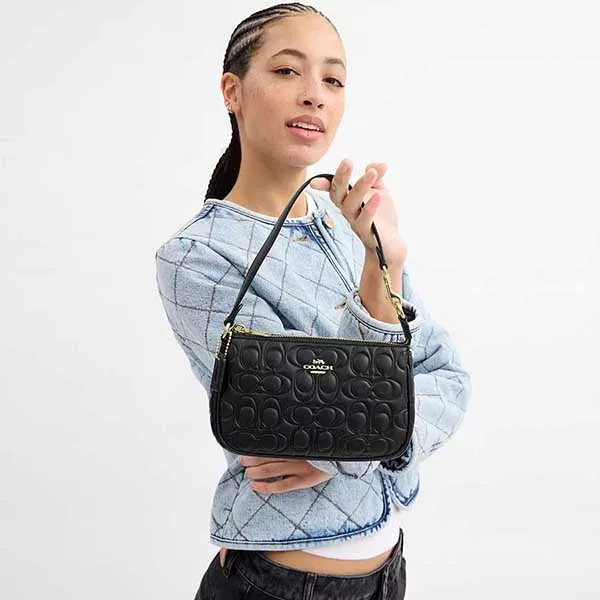 Túi Đeo Vai Nữ Coach Nolita 19 In Signature Leather Shoulder Bag CZ456 Màu Đen