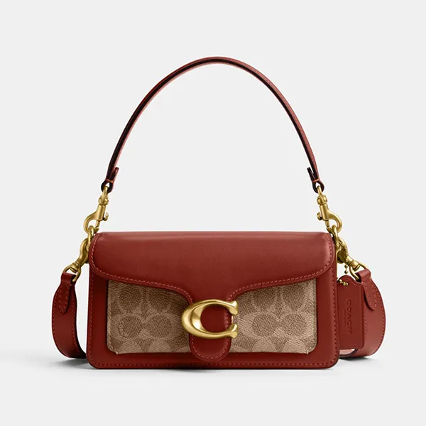 Túi Đeo Vai Nữ Coach Tabby Shoulder Bag 20 In Signature Canvas CY200 Màu Nâu Be