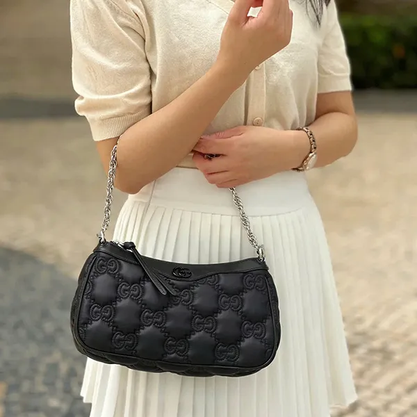 Túi Đeo Vai Nữ Gucci GG Matelassé Handbag 735049-FABLA-1000 Màu Đen - Túi xách - Vua Hàng Hiệu