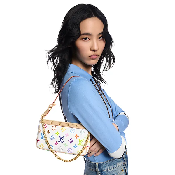Túi Đeo Vai Nữ Louis Vuitton Pochette Accessoires LV x TM Bag Màu Trắng - Túi xách - Vua Hàng Hiệu