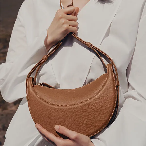 Túi Đeo Vai Nữ Polène Numéro Dix Edition Textured Camel Shoulder Bag Màu Nâu