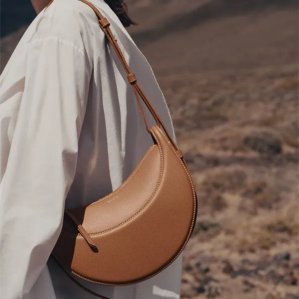 Túi Đeo Vai Nữ Polène Numéro Dix Edition Textured Camel Shoulder Bag Màu Nâu