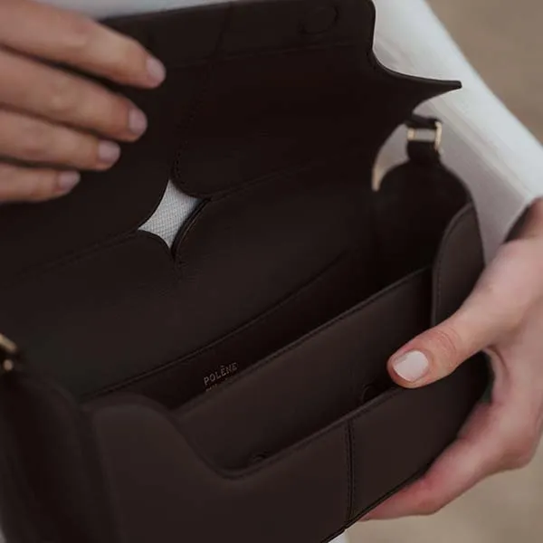 Túi Đeo Vai Nữ Polène Osmo Edition Smooth Ebony Màu Nâu Đậm