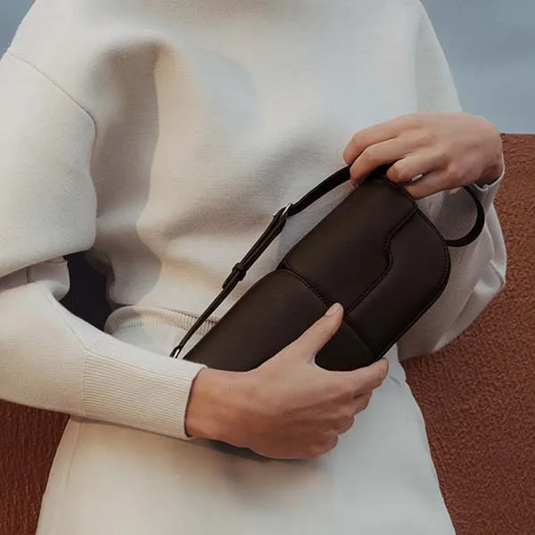 Túi Đeo Vai Nữ Polène Osmo Edition Smooth Ebony Màu Nâu Đậm