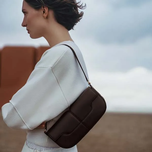 Túi Đeo Vai Nữ Polène Osmo Edition Smooth Ebony Màu Nâu Đậm