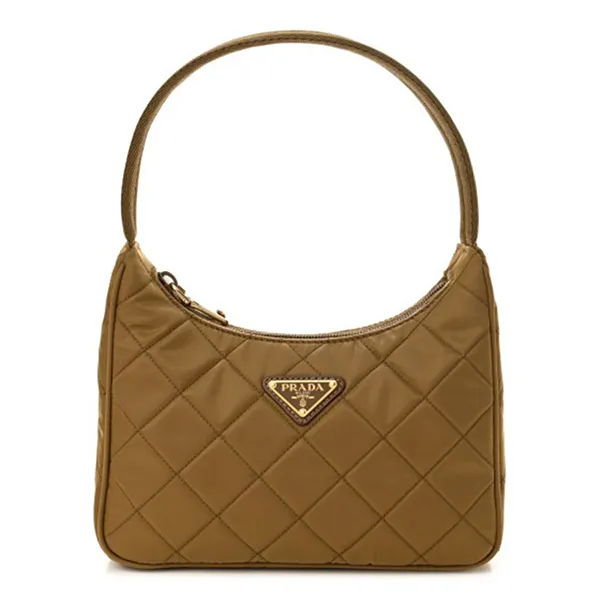 Túi Đeo Vai Nữ Prada Contenitore Maniglia Tessutu Nylon Quilted Shoulder Bag Màu Vàng - Túi xách - Vua Hàng Hiệu
