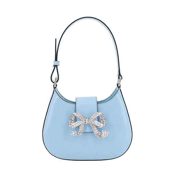 Túi Đeo Vai Nữ Self-Portrait Bow Curved Zipped Mini Shoulder Bag Màu Xanh Dương - Túi xách - Vua Hàng Hiệu