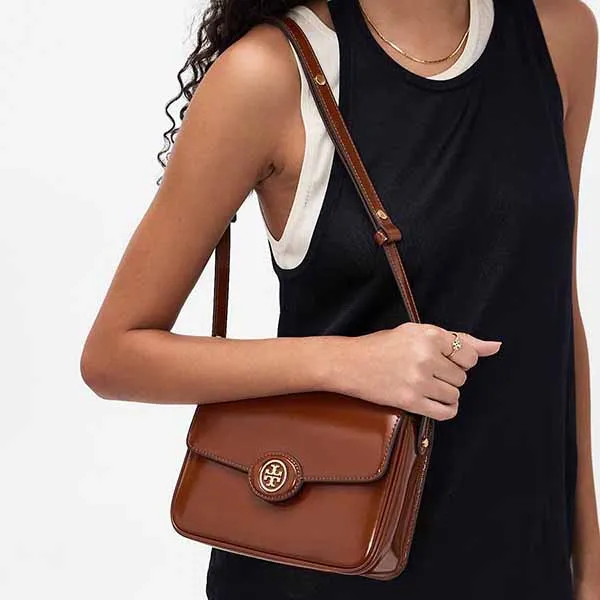 Túi Đeo Vai Nữ Tory Burch Robinson Spazzolato Convertible Shoulder Bag Màu Nâu - Túi xách - Vua Hàng Hiệu